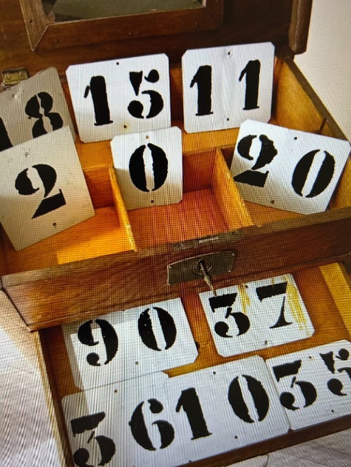 House numbers, Vintage '60s, '70s, and '80s metal with coating. Patina: yes