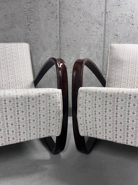 Image 1 of Pair of Halabala H269 Armchairs – Jindřich Halabala Art Deco Czech Lounge Chair