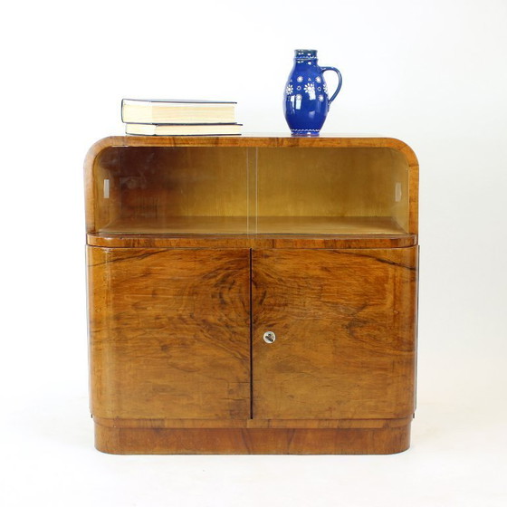 Image 1 of Buffet Art Déco / Bar en noyer, Tchécoslovaquie, années 1930