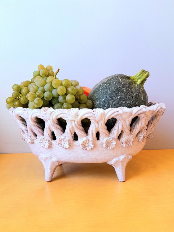 Image 1 of Coupe à fruits en céramiquetressée, Fratelli Fanciullacci 1950