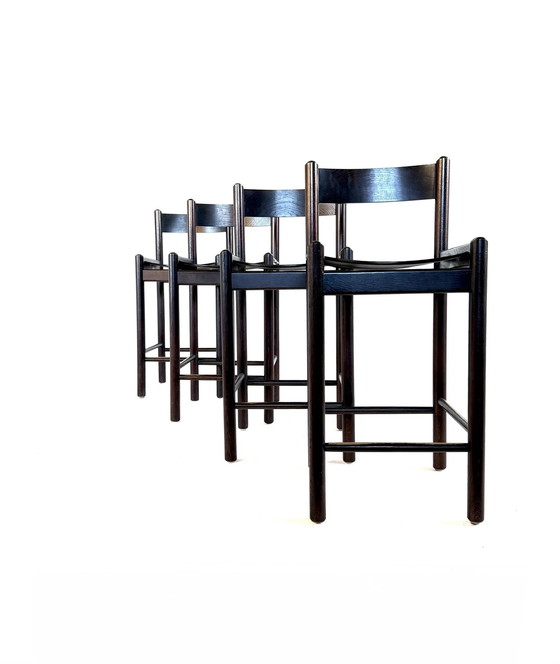 Image 1 of 4x Brutalist Bar Stools, Allmilmö '80
