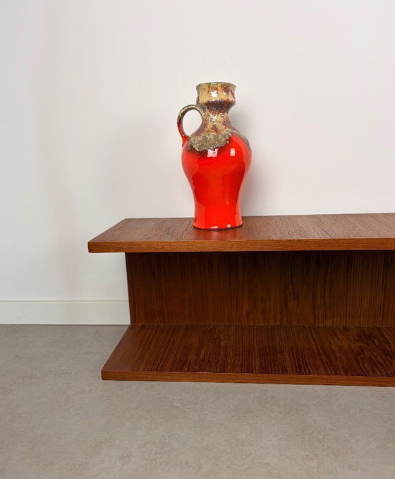 Image 1 of Teak wandplank, Wilhelm Renz stijl, zwevende plank, u plank
