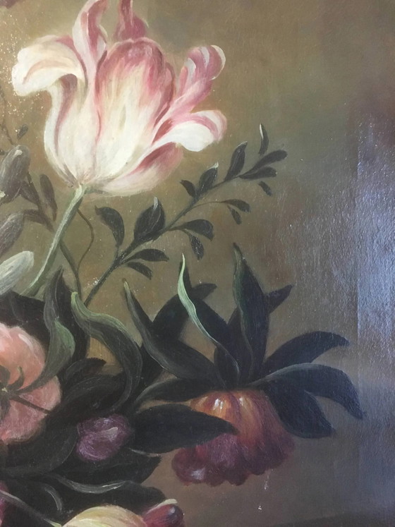 Composición de ramo de flores sobre lienzo 91x71. – Pinturas y dibujos, Wood, Canvas, Vintage (photo 9 of 13)