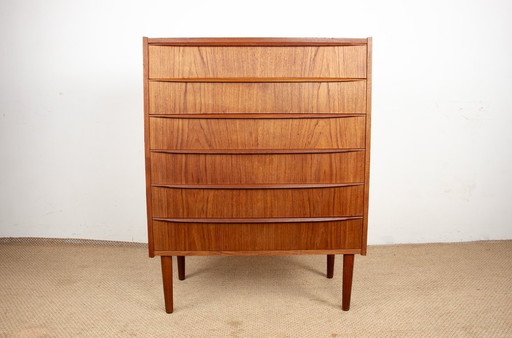 Tallboy" teak 6-drawer chest of drawers, Denmark 1960s.