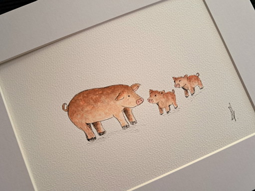 Original piglet painting including frame