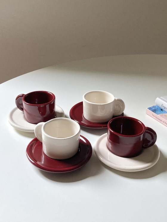 Image 1 of Ensemble de 4 tasses à café vintage en céramique