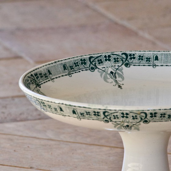 Image 1 of Antique 19th-century ironstone fruit bowl signed Sarreguemines, "Verdun" collection