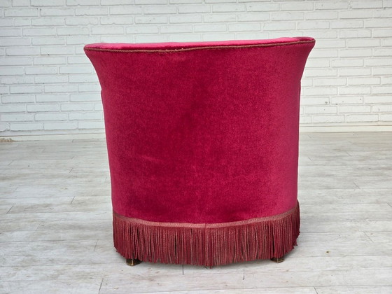 Años 60, Sillón Relax danés, Terciopelo de Mueble Rojo, Patas de Madera de Fresno. – Sillones, Velvet, Wood (photo 13 of 25)