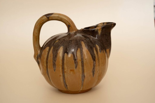 Pumpkin shaped decanter made of pottery