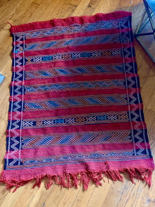 Handgeweven wollen Berber Kilim - 1988 - Marokko _ Atlas - – decoratieve objecten, Wool