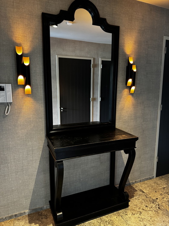 Side Tafel Met Spiegel – Bijzettafels, Glass, Wood (photo 6 of 7)