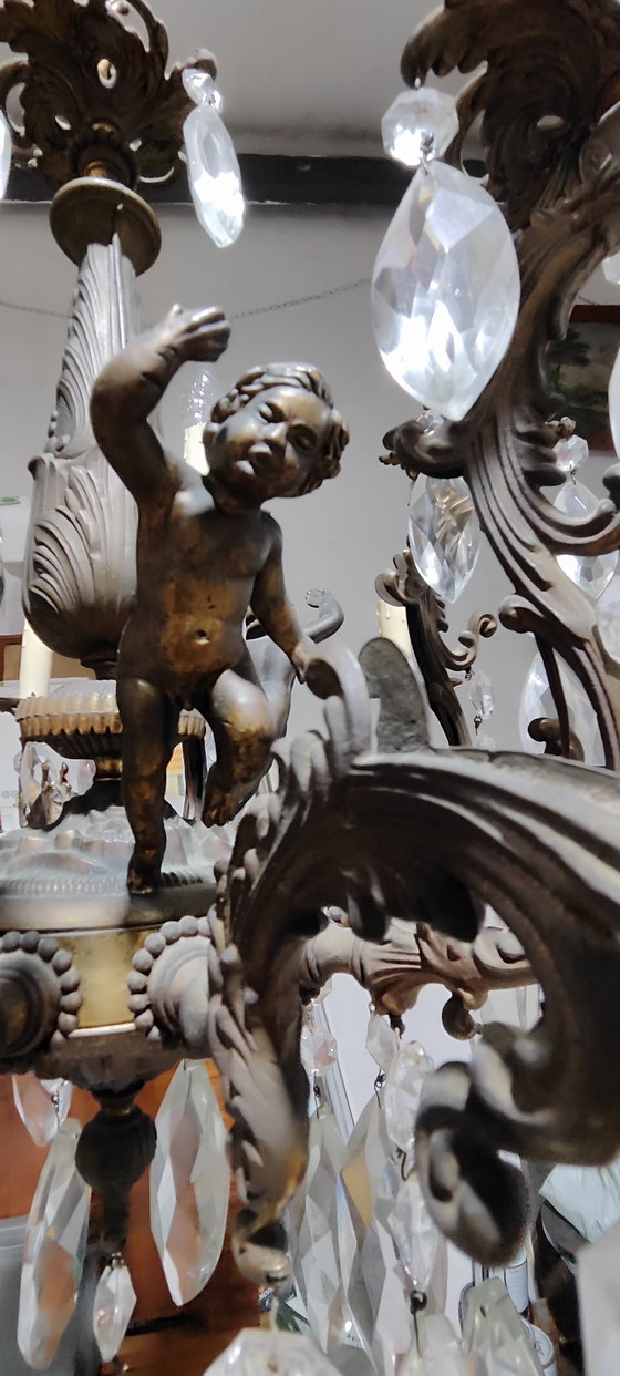 Image 1 of Kronleuchter aus Bronze und Glas aus Böhmen