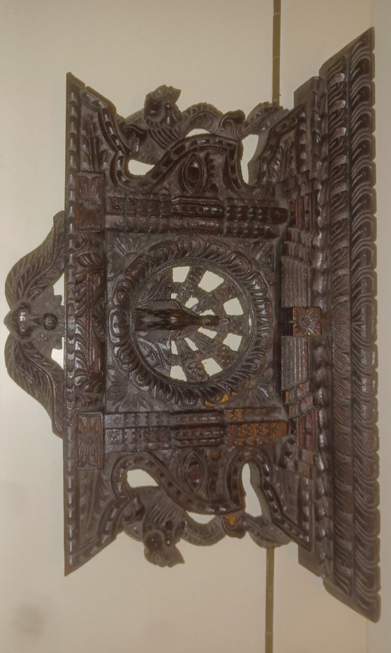 Image 1 of Finestra di pavone del Nepal con sculture in legno antiche Ankhi Jhayl