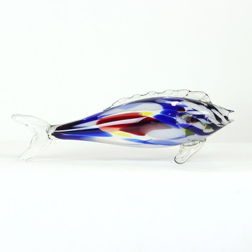 Large Colorful Glass Fish Statue, Czechoslovakia 1960s