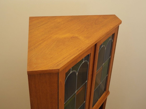 Danish Teak Corner Display Cabinet From The 1960s With Leaded Glass Doors – Wood (photo 12 of 15)