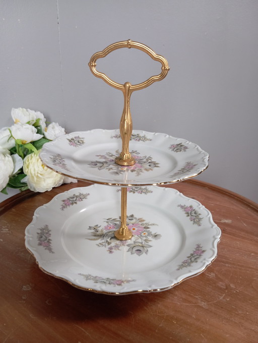 Cake server / display 🍰, porcelain with flowers Seltmann weiden 1950
