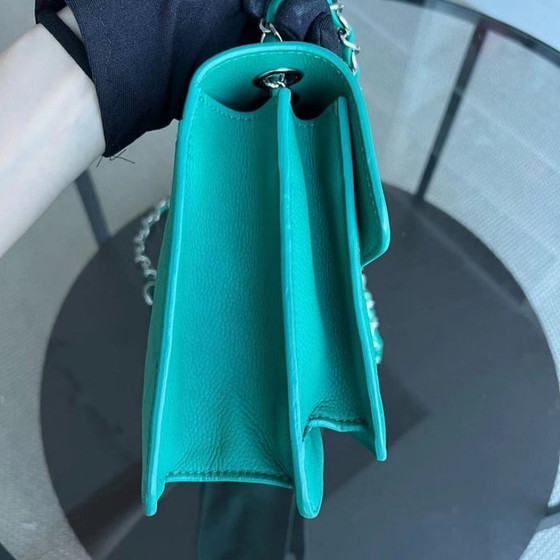 Image 1 of Chanel Caviar 25CM 2017 Urban Handle Quilted Grained Calfskin Green Blue Silver Hardware Series 23