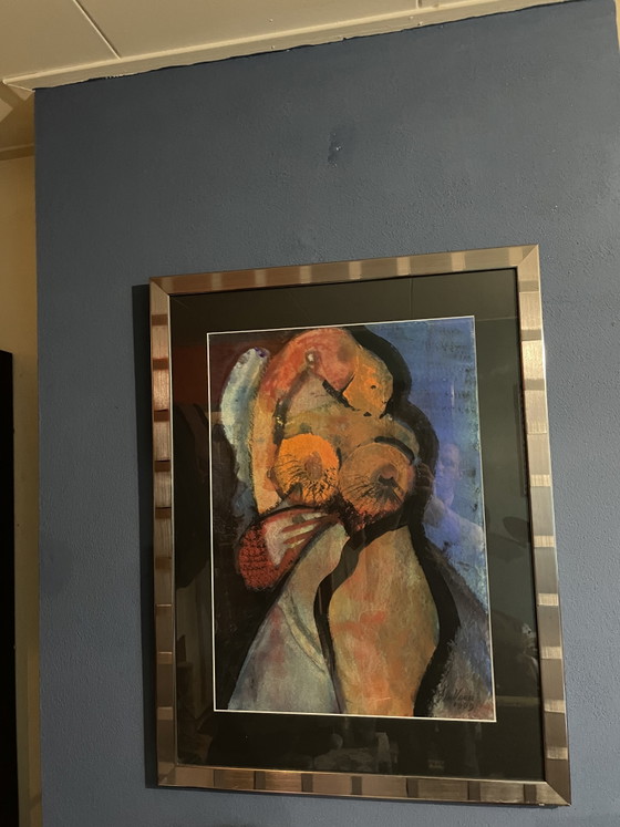 Image 1 of Large work by artist Veer 1989 Haarlem abstract and nude female signed same as the 2 small works from the inheritance