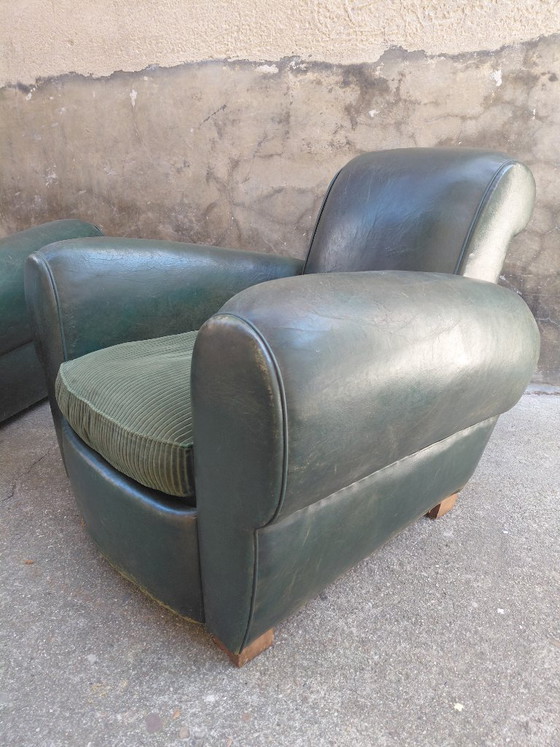 Image 1 of Pair of leather club chairs