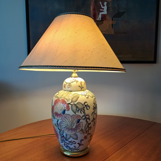 Vintage Porcelain Table Lamp 58cm Floral Chinoiserie Hollywood Regency – Ceramic (photo 7 of 10)