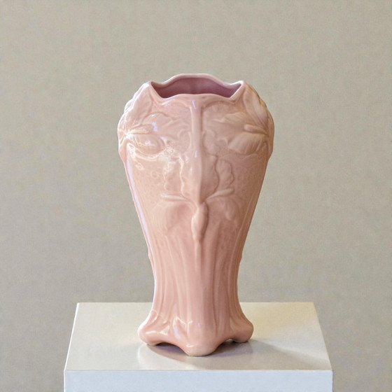 Image 1 of Grande vaso antico Art Nouveau in terracotta rosa, firmato Salins-les-Bains