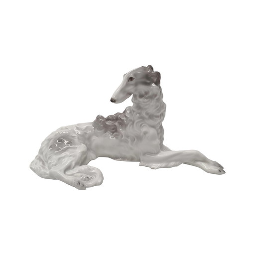 Art Deco porcelain Barzoi statue Schlaggenwald