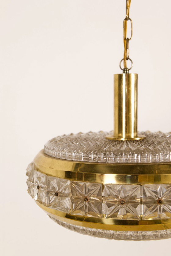 Image 1 of Lampada a sospensione Vitrika 'Prizmpendel' in ottone e vetro pressato