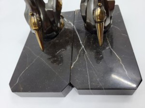 Image 1 of Juego de 2 sujetalibros de escayola y mármol