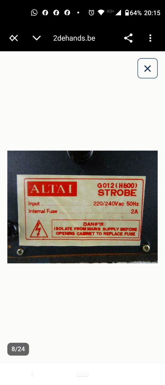 Image 1 of Lampe stroboscopique Altai G012 (H800) unique des années 70, aspect placage, vitesse réglable