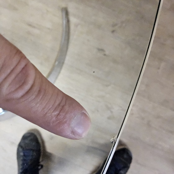 Image 1 of Vintage Frans Space Age Design Eetkamer set Boris Tabacoff Frankrijk 1970 chromen glazen eettafel + 4 leren stoelen