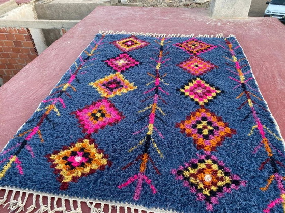 Berber vloerkleed 3x2M Dikke wol diepblauw & veelkleurige Berber patronen – Vloerkleden en tapijten, Katoen (photo 3 of 8)