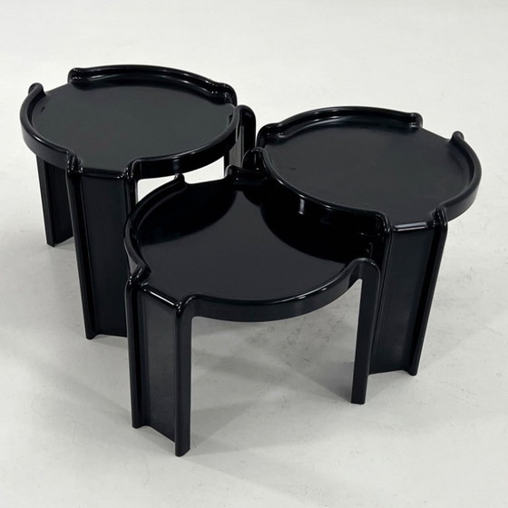 Image 1 of Set zwarte bijzettafels van Giotto Stoppino voor Kartell, jaren 70.