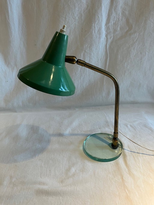 Vintage brass and glass table lamp – tafellampen, Metal