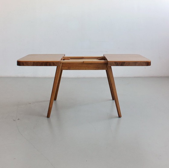 Image 1 of Extendable Dining Table, Mid-Century Modern, Czechoslovakia, Vintage 1960s 1970s, Completely Restored