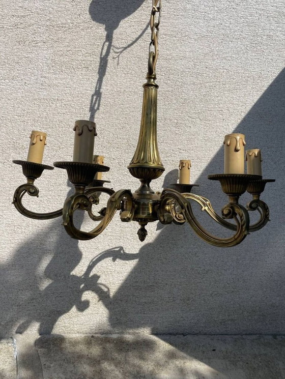 Image 1 of 2 lampadari in ottone Luigi XV, 5 e 6 lampadine