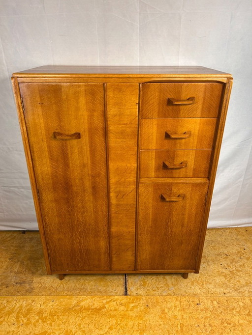 Mid-Century Retro Vintage Early Oak Batchelor Chest of Drawers / Wardrobe by E. Gomme (Later G Plan) – 1950s British Design Clas