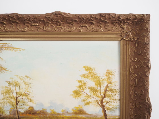 Image 1 of Peinture "The Road by the Pond", design scandinave, années 1970