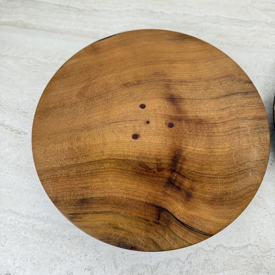 Image 1 of Boîte à bijoux ancienne en bois de ronce avec couvercle