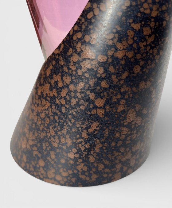 Image 1 of Postmoderne Vase aus Glas und Keramik, 1980er Jahre