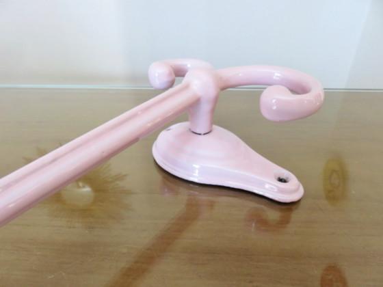 Image 1 of Antique pink enamelled cast iron towel rack