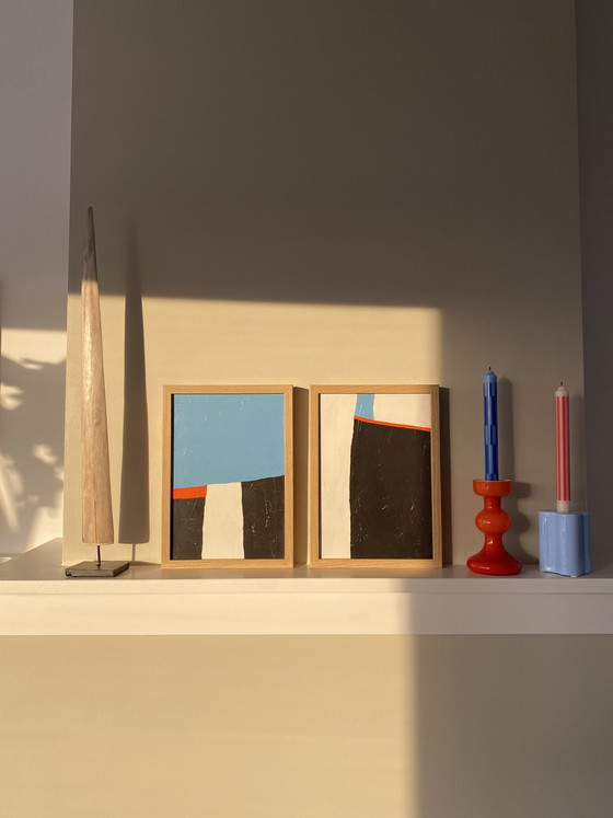 Image 1 of Diptych abstract paintings 21x30 including frame