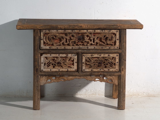 Consola china antigua con calados tallados – China, c. 1900 – Wood (photo 31 of 40)
