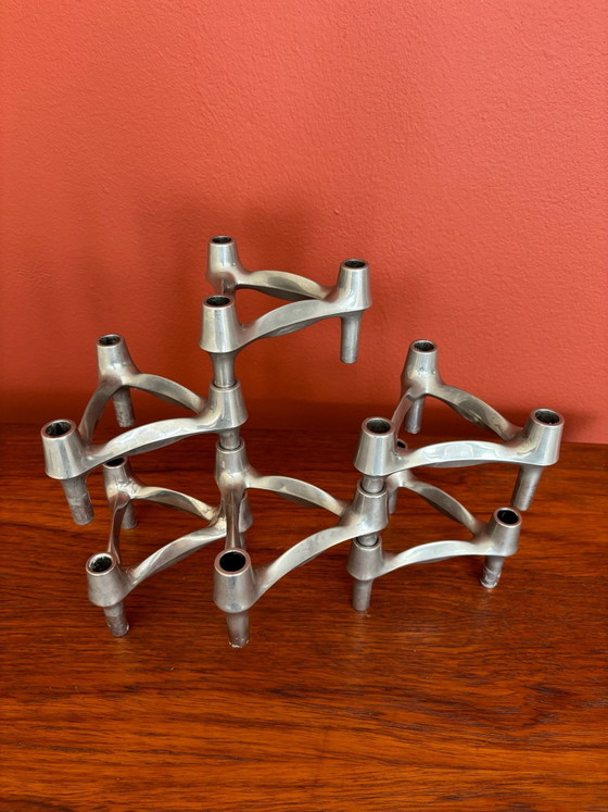 Original Stoff Nagel BMF vintage candle holders set of 6, Iron, Grey (photo 5 of 6)
