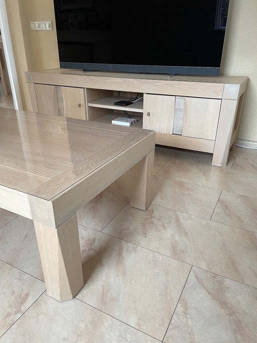 Massief eiken salontafel merk Theuns