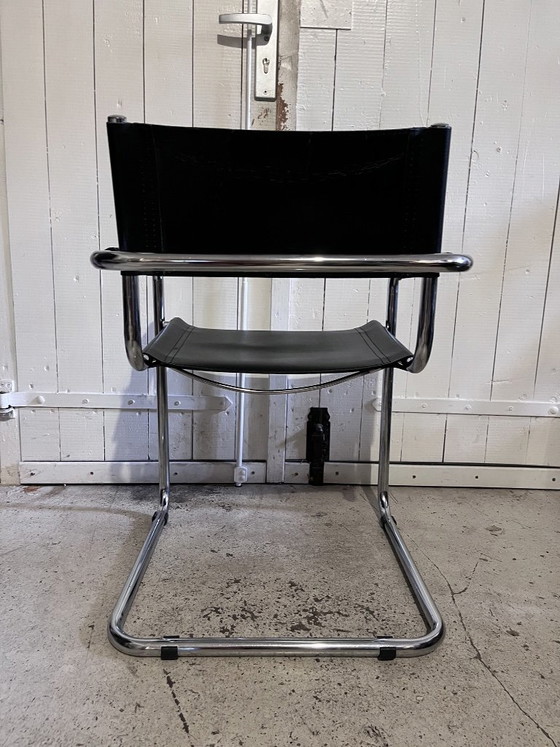 Vintage cantilever fauteuil met armleuningen – Bauhaus / Mid-Century – Eetkamerstoelen, Leather (photo 4 of 6)