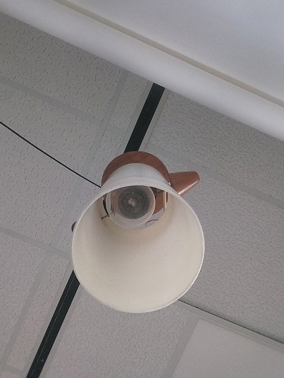 Image 1 of 1 x glas en teak hanglamp in Scandinavische stijl 1960's