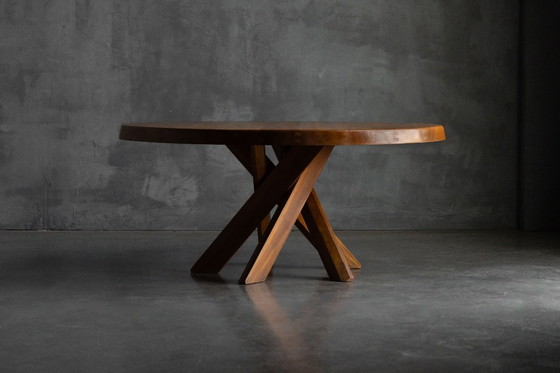 Image 1 of 'T21' Elm Dining Table by Pierre Chapo, France, 1973