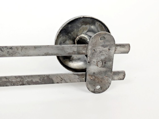 Image 1 of Paar französische Stahlgarderobenständer, industrielle Wandhaken aus den 1950er Jahren mit runden Köpfen