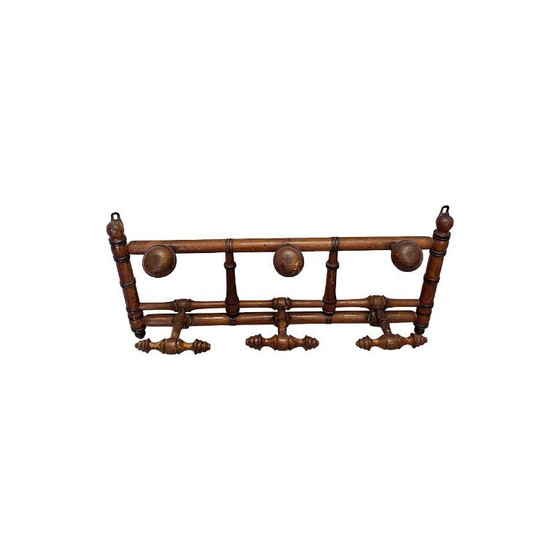 Image 1 of Antike französische Wandgarderobe aus Bambusimitat, um 1900