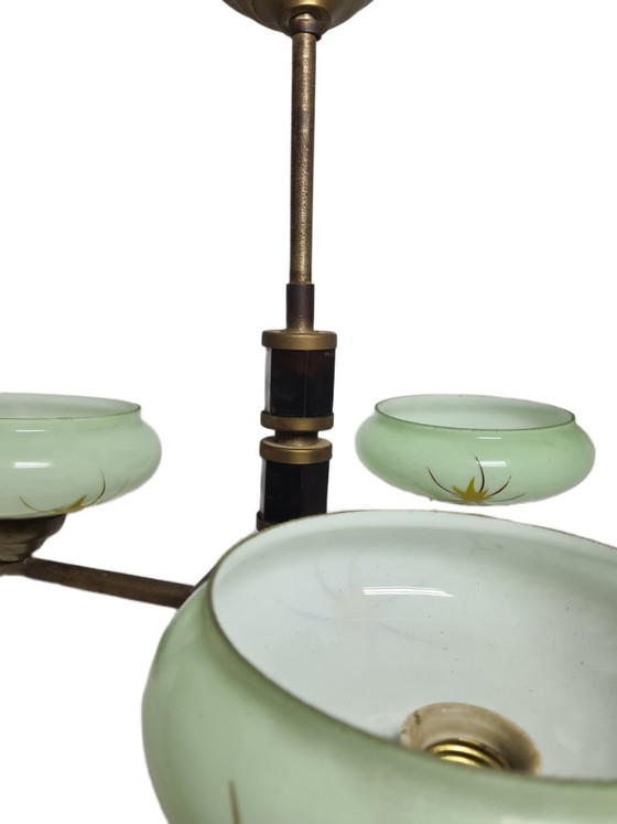Bakelieten kroonluchter in art-decostijl, Polen, jaren 1950 – Glass, Metal (photo 5 of 14)